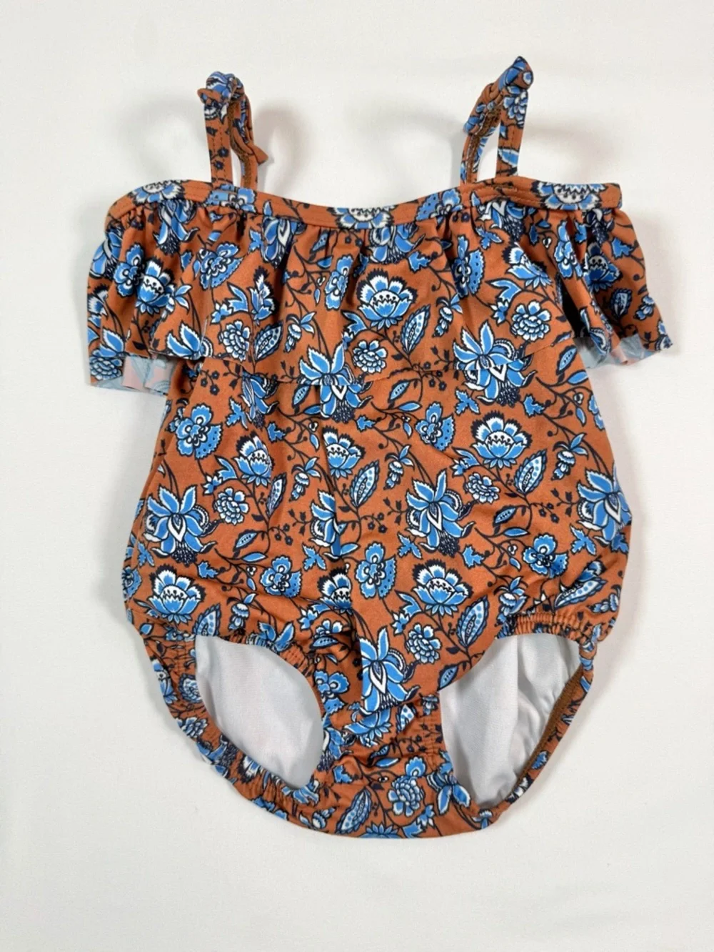 JANIE AND JACK Girls One Piece Swimsuit Floral Ruffle‎ 3-6M Boho Summer Cottage
